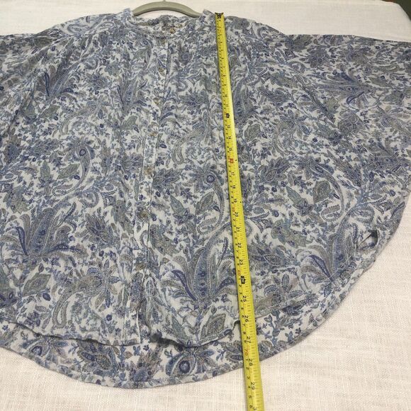 Anthropologie Pilcro Sidney Batwing Blouse XL Blue Paisley Peasant Boho Flowy - Picture 12 of 15